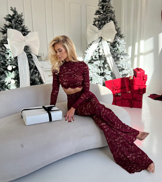 LACE AURORA BURGUNDY - TWO-PIECE SET