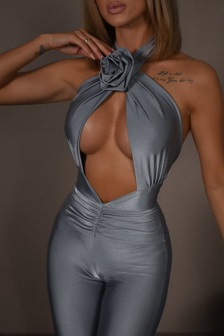 IVORY GREY ALLURE JUMPSUIT